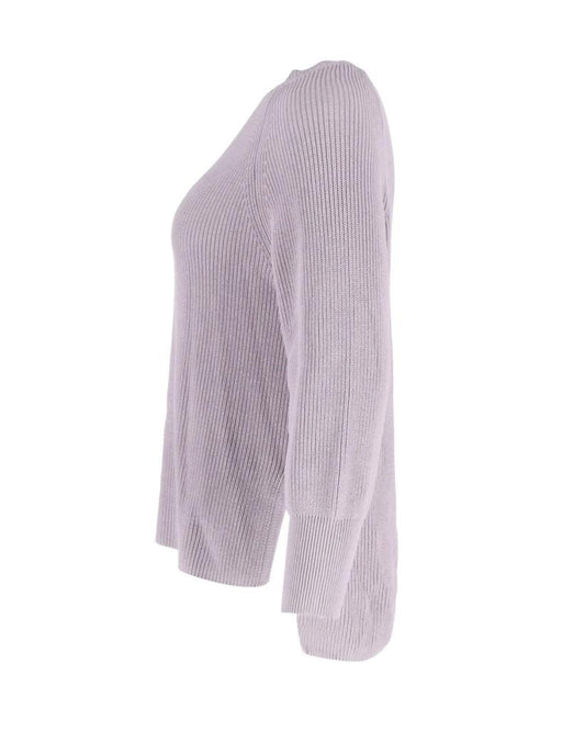 Max Mara Ribbed Crewneck Sweater in Lavender Cotton