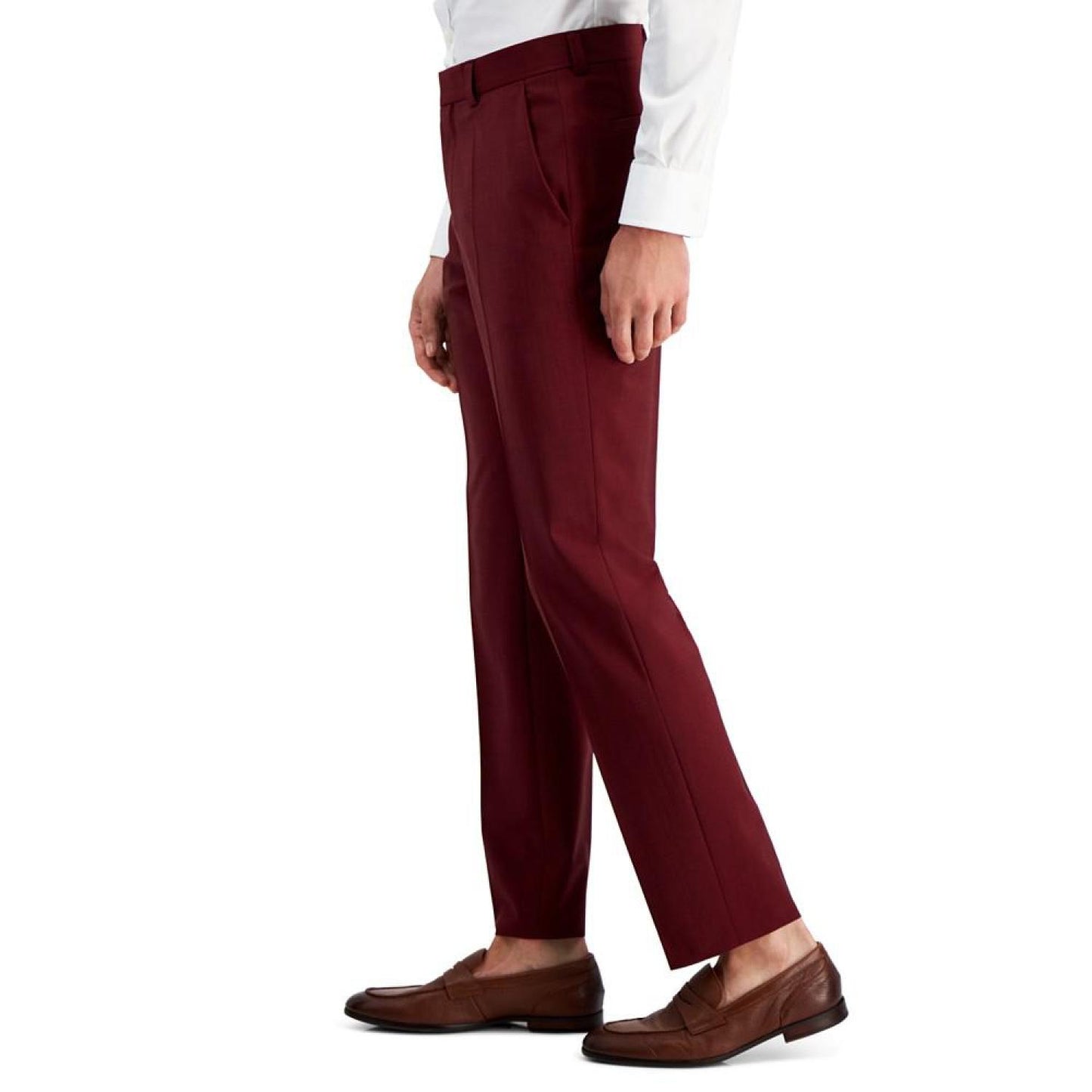 Men's Modern-Fit Dark Red Suit Trousers