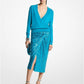 Hand-Embroidered Sequin Stretch Jersey Pareo Skirt
