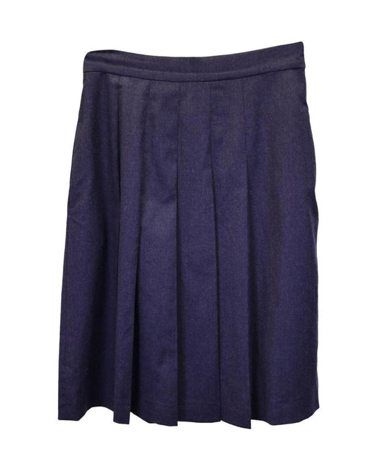 Weekend Max Mara Pleated Skirt in Navy Blue Virgin Wool