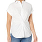 Petite Twist-Front Cotton Short Sleeve Shirt