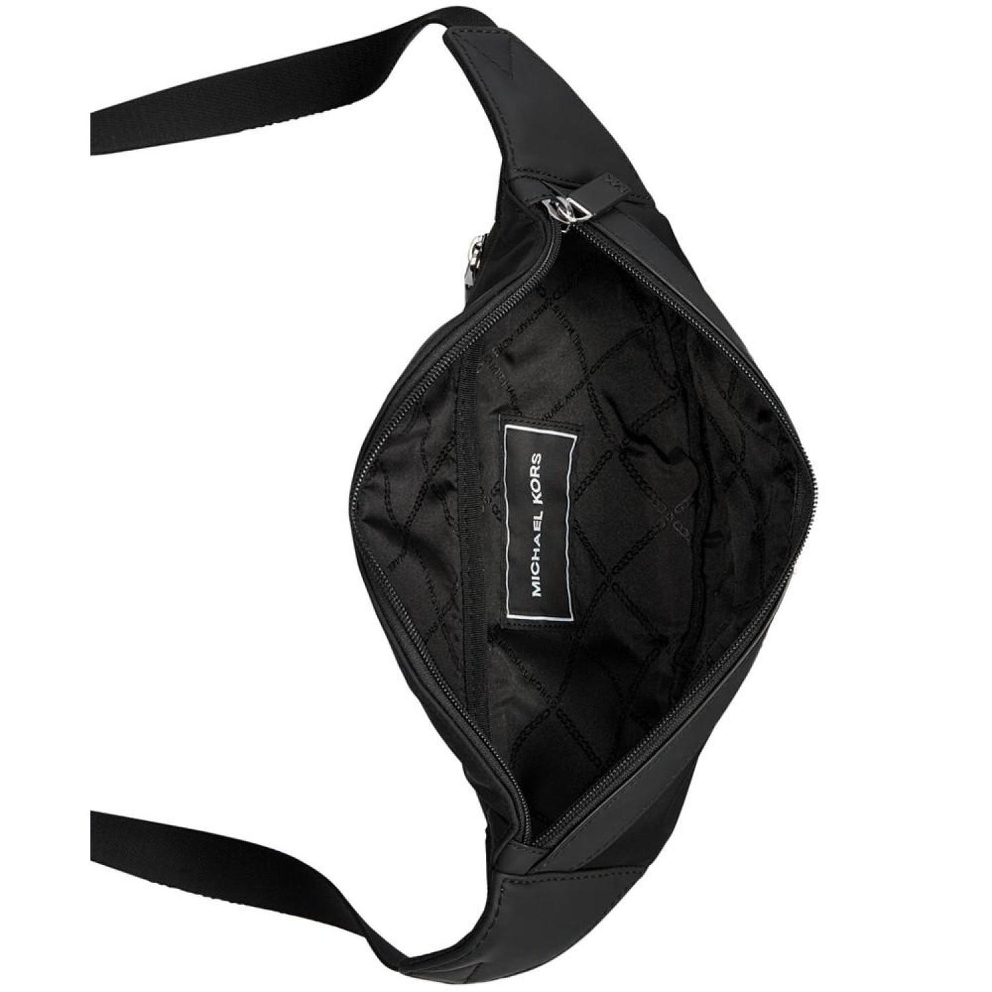 Men's Solid Nylon Belt Bag with Faux-Leather Trim