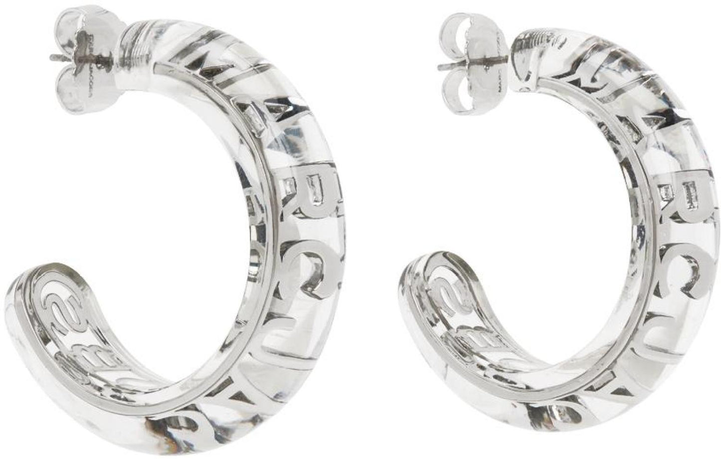 Transparent & Silver 'The Monogram Hoops' Earrings