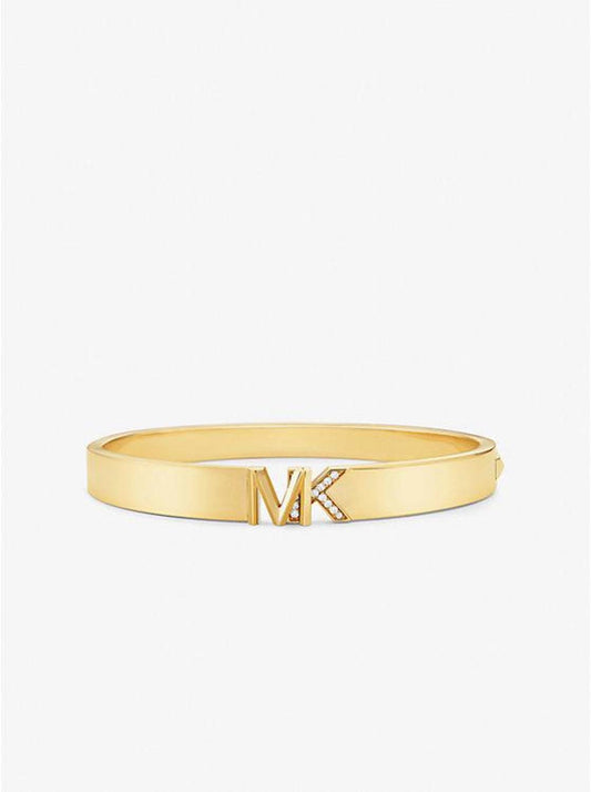 14K Gold-Plated Brass Pavé Logo Bangle