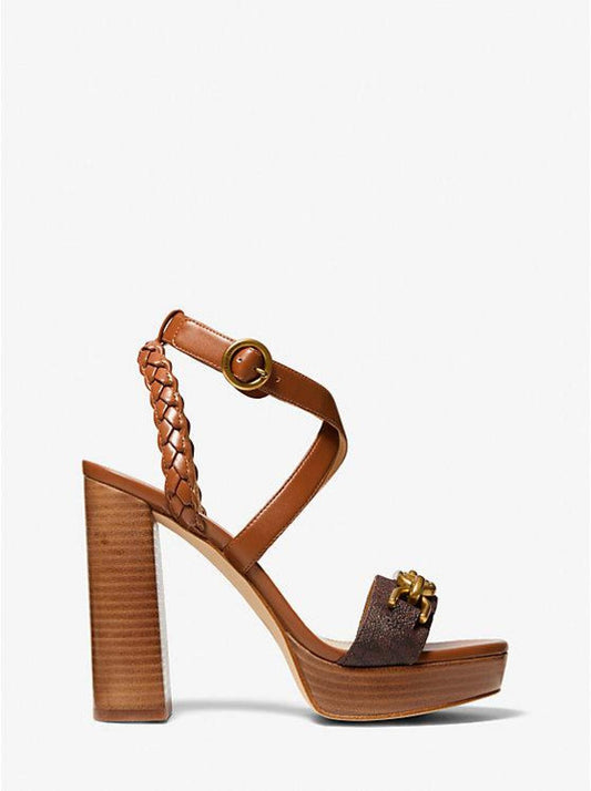 Kailey Embellished Logo and Leather Platform Sandal