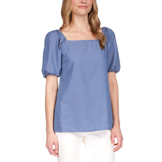 Women's Chambray Square-Neck Top, Regular & Petite