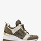 Georgie Animal Print Logo and Leather Trainer