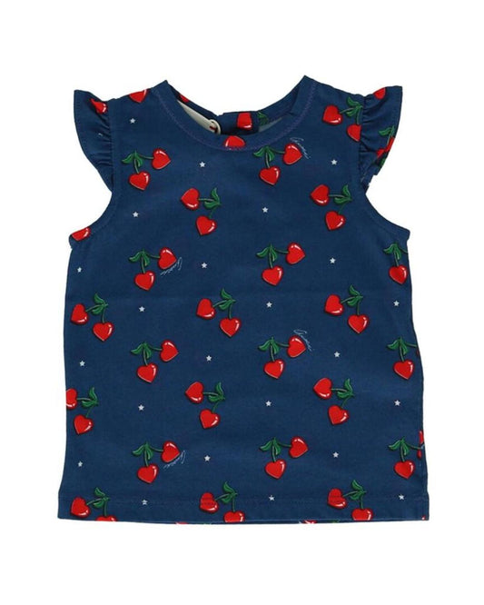 Gucci Cherry Printed Cap Flutter Sleeve Top