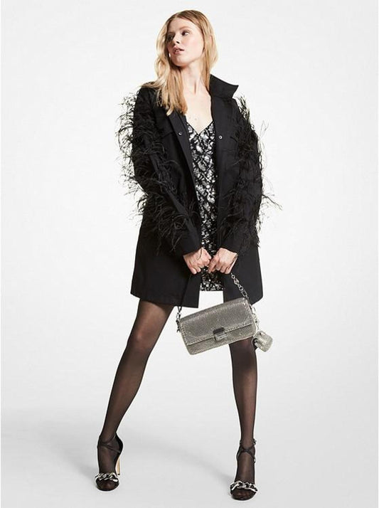 Feather Embellished Cotton Anorak