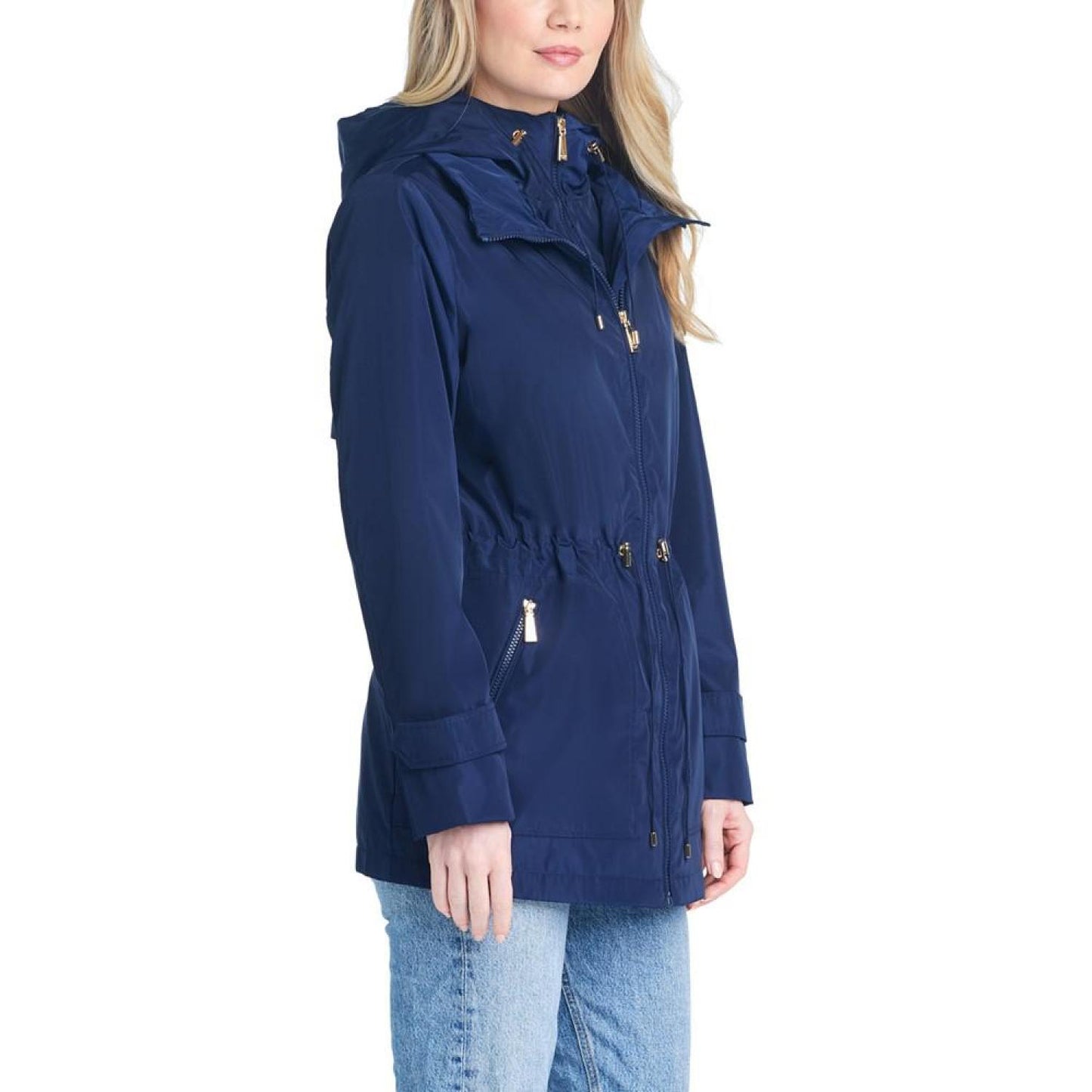 Women's Short Anorak with Hooded Bib Jacket