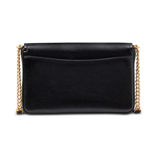 Morgan Bedazzled Bow Patent Leather Flap Chain Wallet