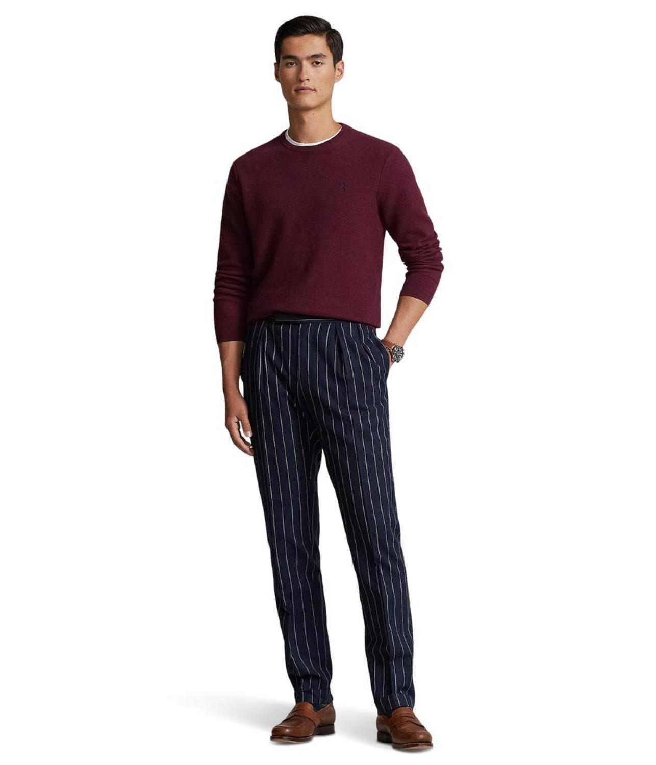 Textured Cotton Crew Neck Sweater