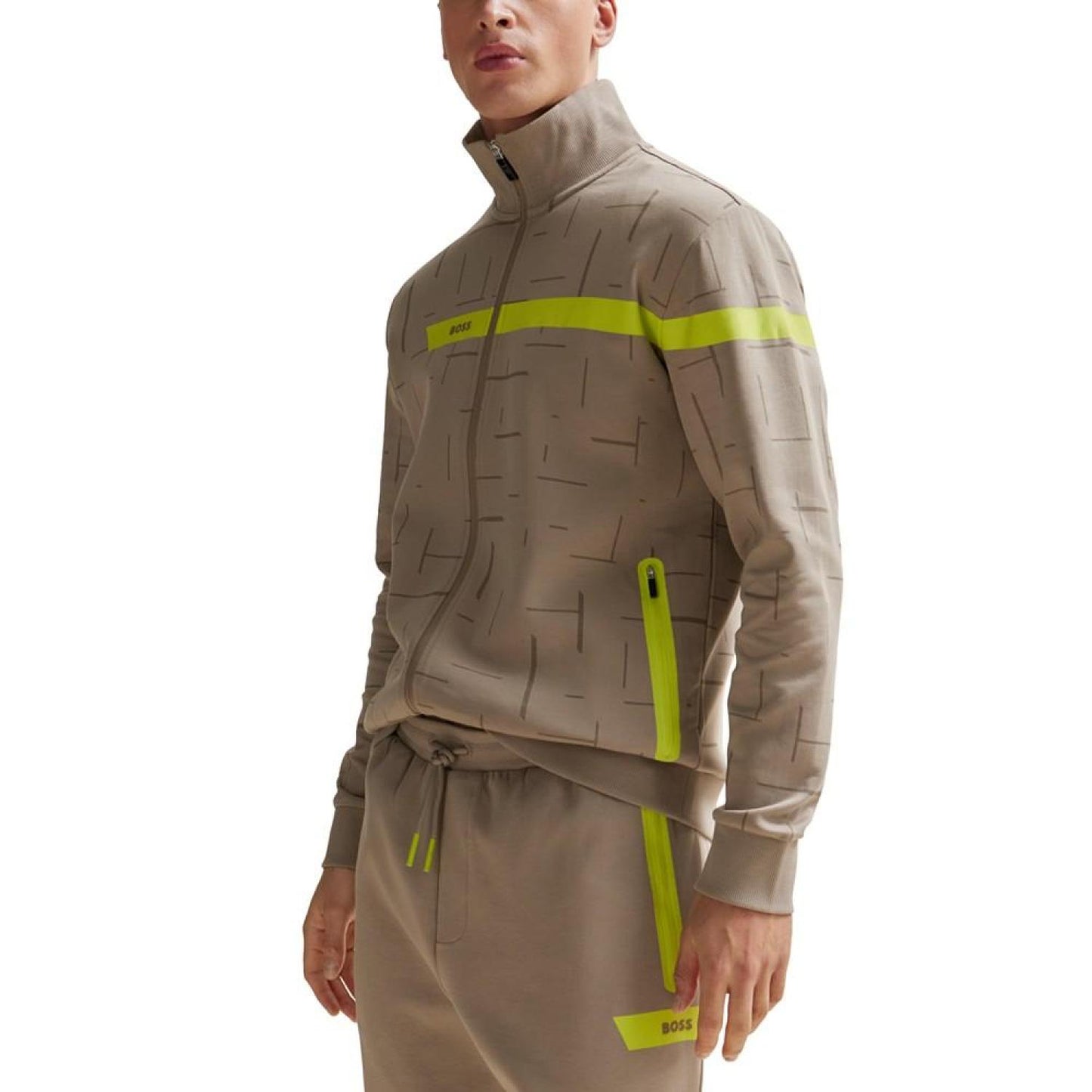 Men's Graphic Logo Stripe Zip-Up Sweatshirt
