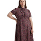 Plus Size Floral Crepe Tie Neck Shirtdress