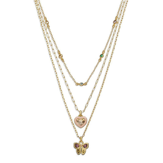 Faux Stone and Imitation Pearl Mixed Charm Layered Necklace