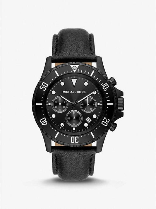 Oversized Everest Black-Tone and Leather Watch
