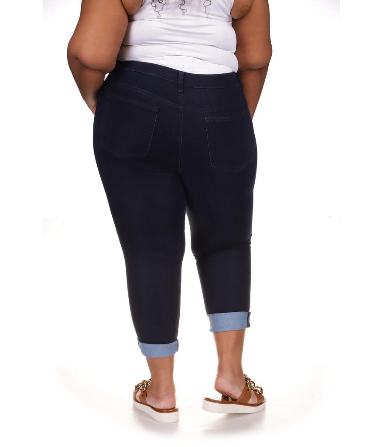 Plus Size High-Rise Crop Skinny Selma Jeans in Dark Rinse Wash