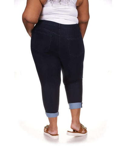 Plus Size High-Rise Crop Skinny Selma Jeans in Dark Rinse Wash