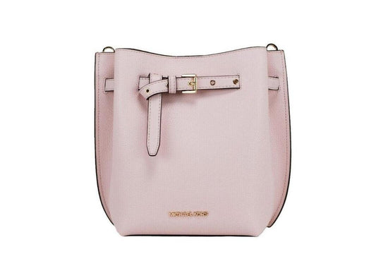 Michael Kors Emilia Small Powder Blush Pebble Leather Bucket Messenger Women's Handbag