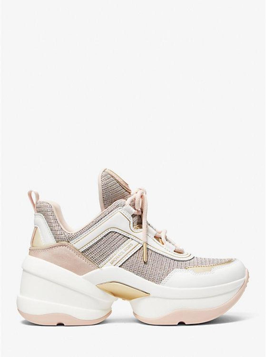 Olympia Glitter Chain-Mesh and Leather Trainer