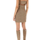 Versace monogram mini dress with leather trims