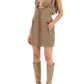 Versace monogram mini dress with leather trims