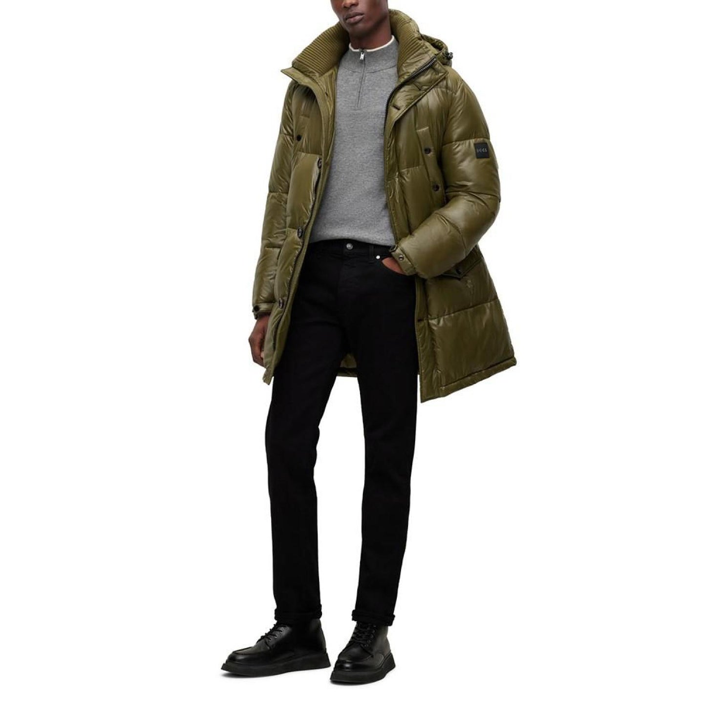 Men's Water-Repellent with Logo Patch Padded Jacket
