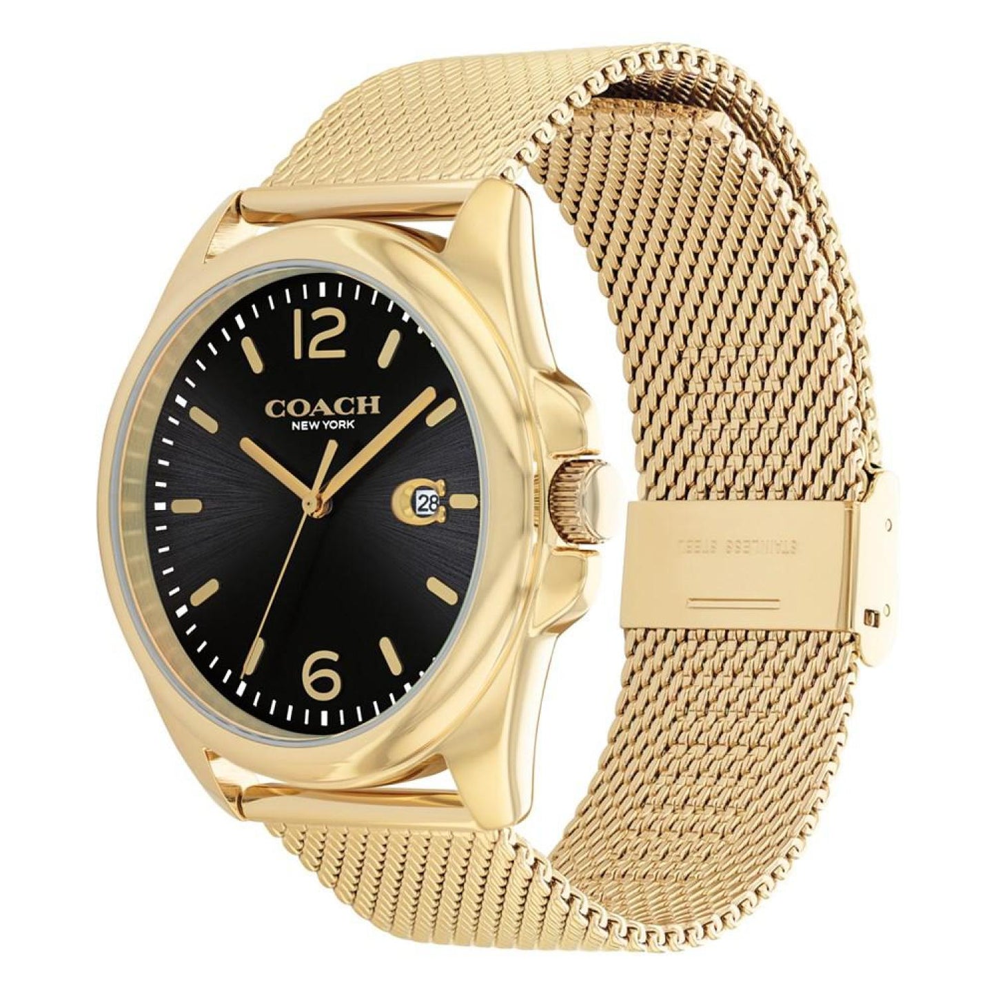 Men's Greyson Quartz Gold-Tone Stainless Steel Mesh Bracelet Watch 41mm
