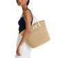 Brie Leather-Trim Straw Medium Tote Bag
