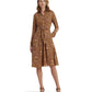 Belting-Print Tie-Front Crepe Shirtdress