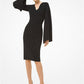 Double Face Stretch Wool Crepe Sheath Dress