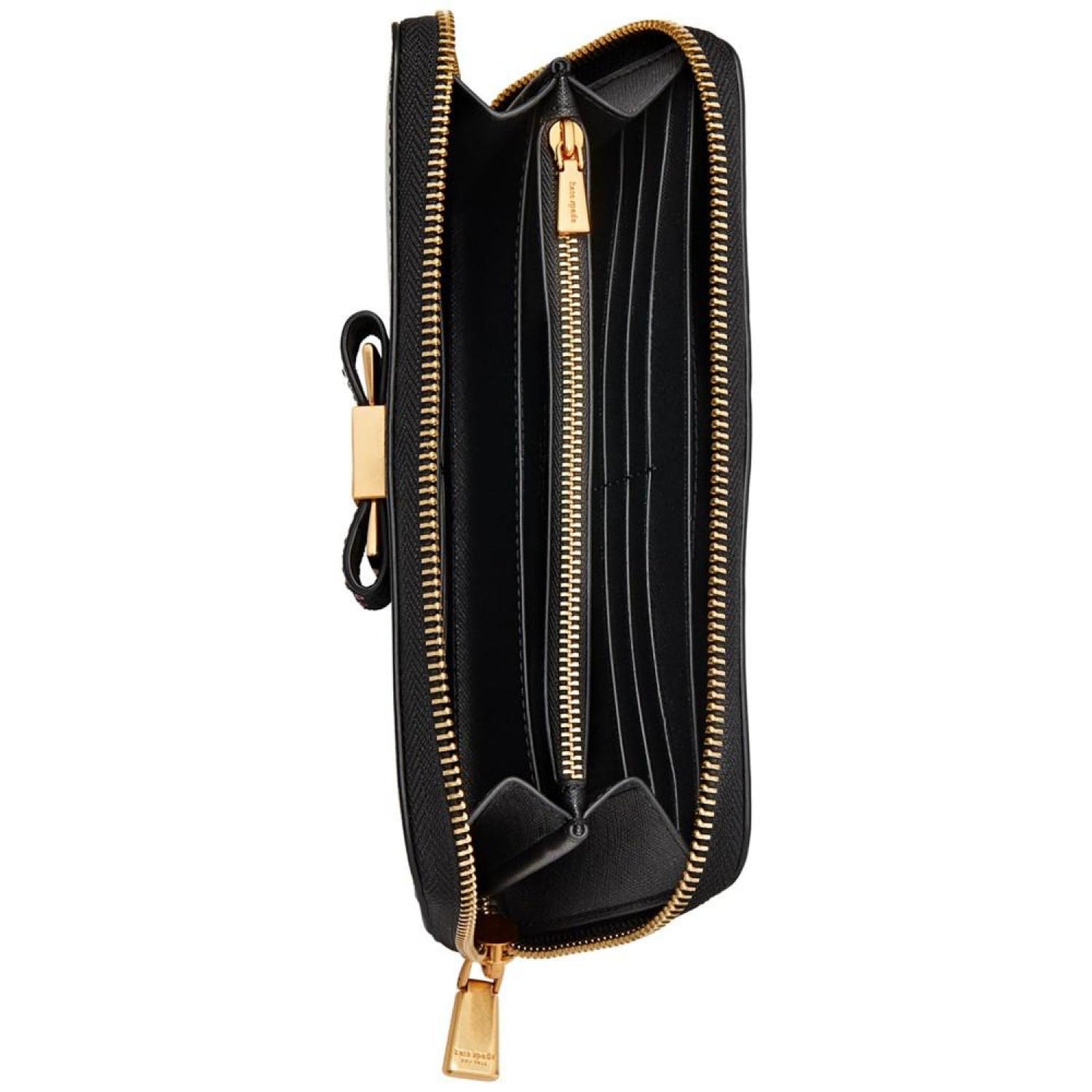 Morgan Bedazzled Bow Saffiano Leather Zip Around Continental Wallet