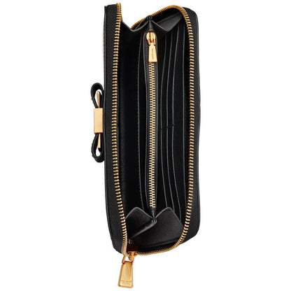 Morgan Bedazzled Bow Saffiano Leather Zip Around Continental Wallet