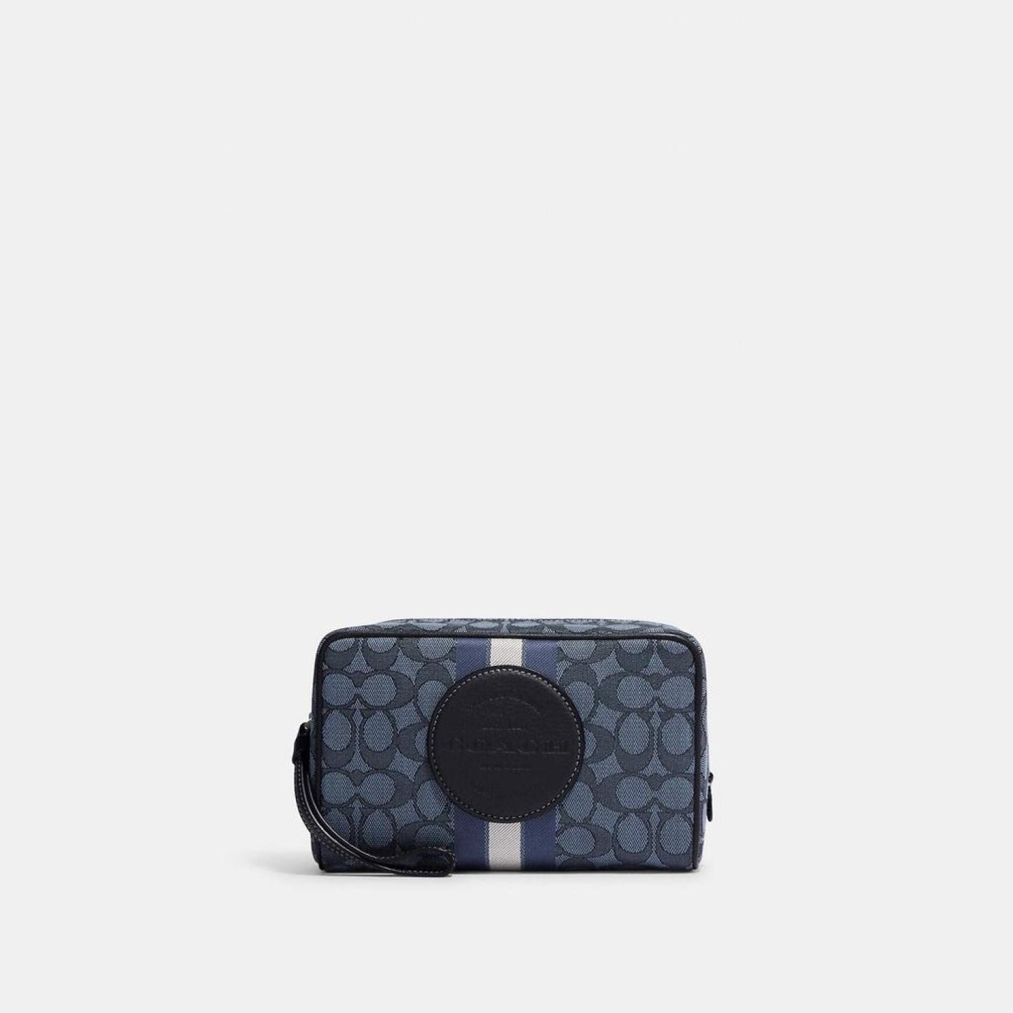 Coach Outlet Dempsey Boxy Cosmetic Case 20 In Signature Jacquard With Stripe And Coach Patch
