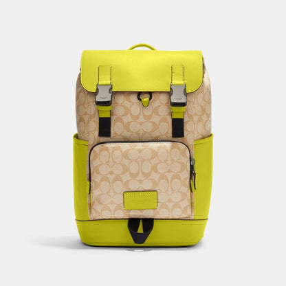 coach backpack yellow Coach Black Track Backpack In Signature Canvas