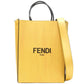 new FENDI Pack Small Shopping yellow leather logo print crossbody tote bag