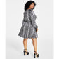 Plus Size Snakeskin-Print Chain-Neck Mini Dress