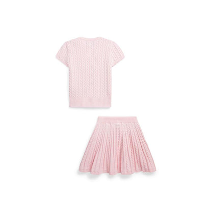 Toddler and Little Girls Mini-Cable Cotton Sweater and Skirt Set