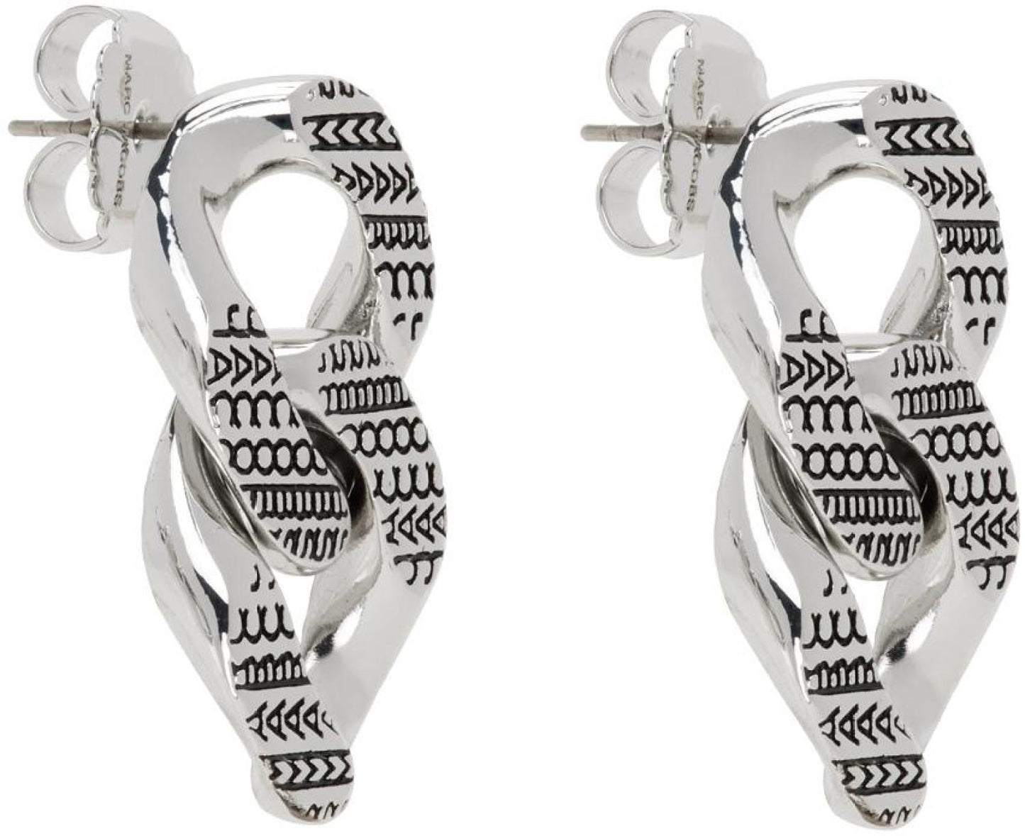 Silver Monogram Chain Link Earrings