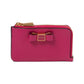 Morgan Bow Embellished Saffiano Leather Zip Card Holder