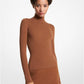 Ribbed Stretch Merino Wool Turtleneck Sweater
