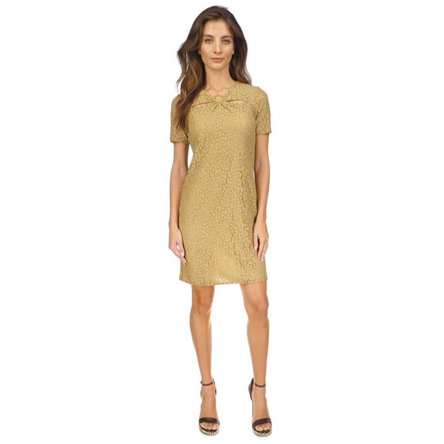 Women's Lace Ring Cutout Mini Dress, Regular & Petite