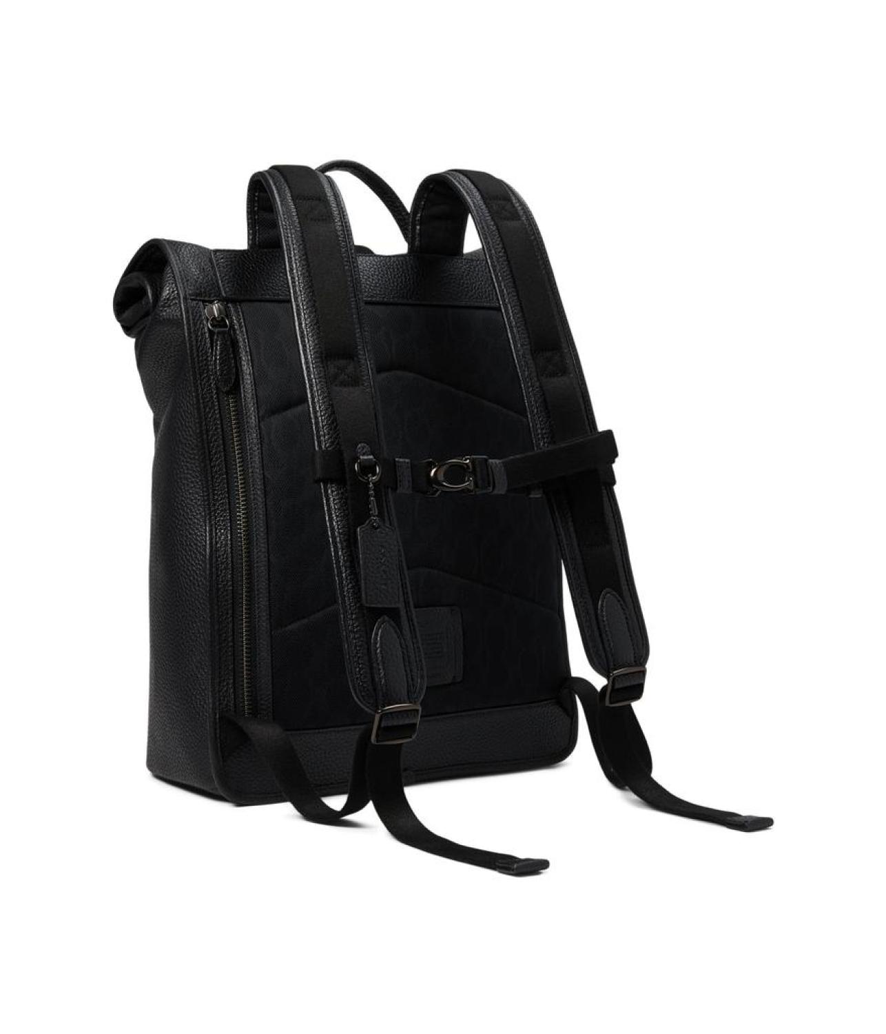 coach black pebble backpack Beck Roll Top Backpack in Pebble Leather