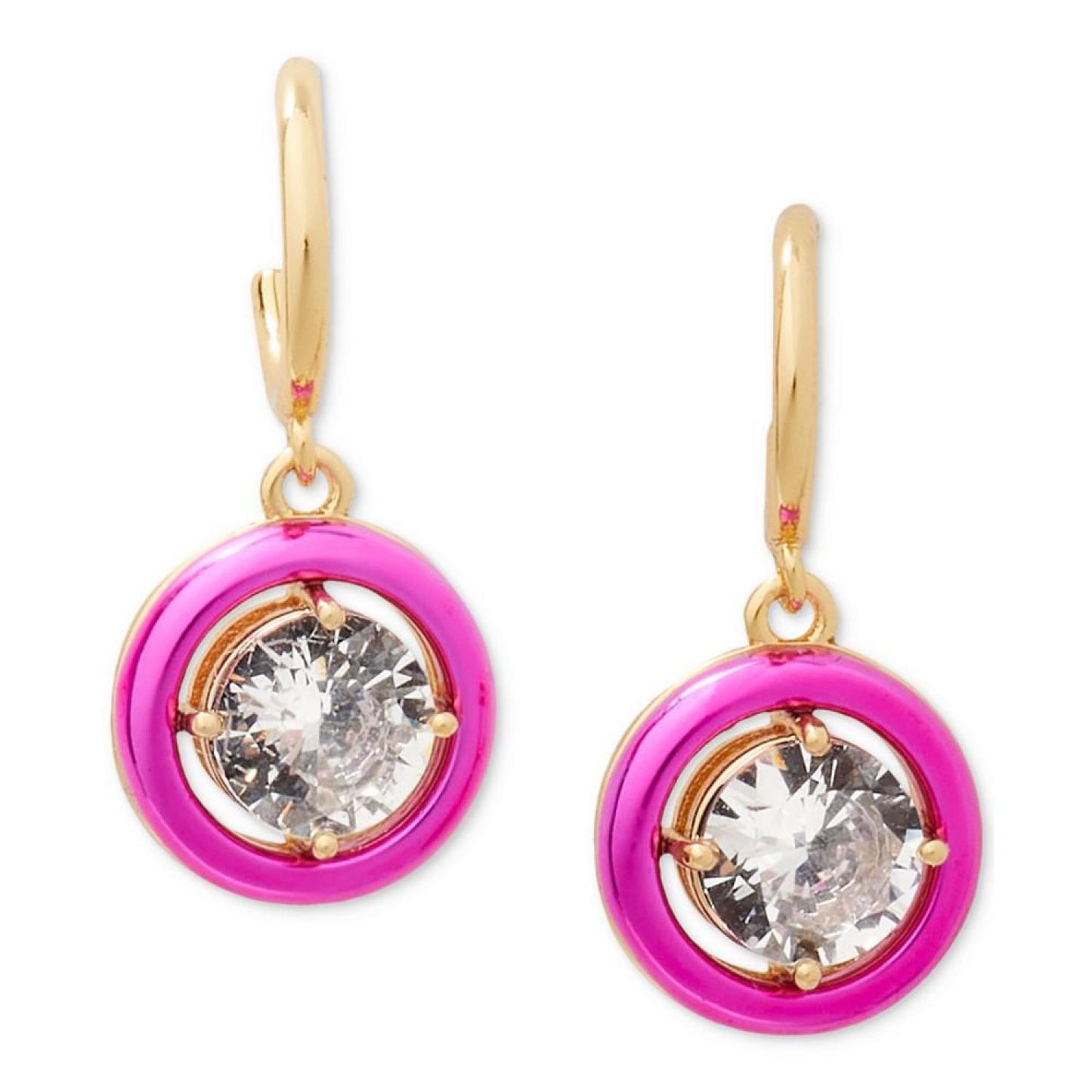 Gold-Tone Framed Adornment Charm Huggie Hoop Earrings