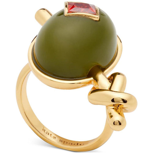 Gold-Tone Cubic Zirconia Olive Statement Ring