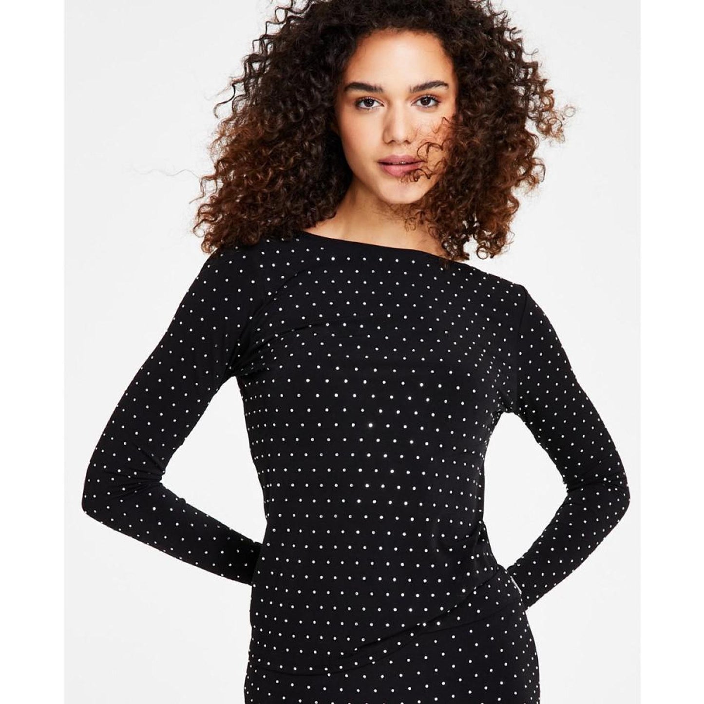 Women's Cowl-Back Rhinestone Top