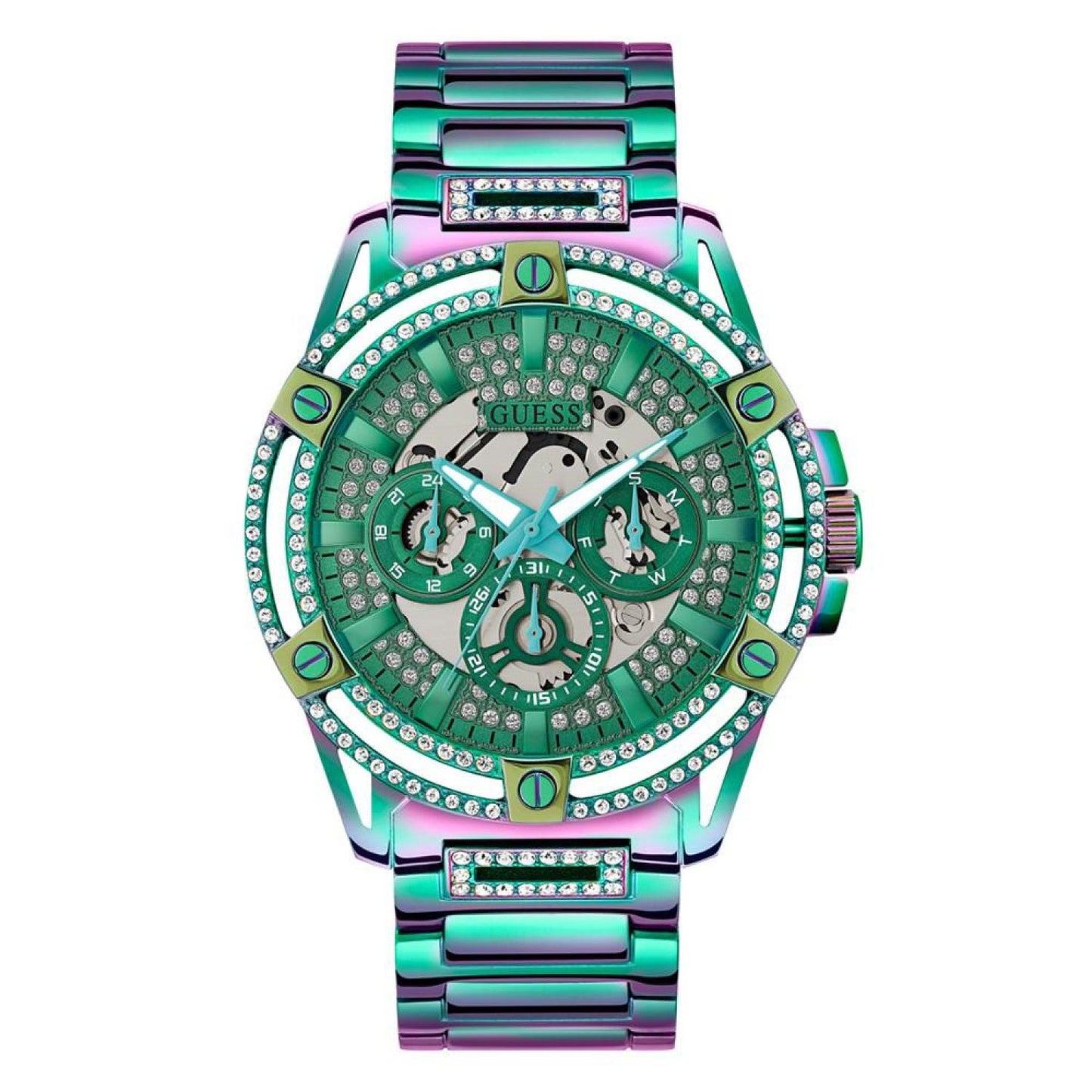 Men's Multi-Function Iridescent Stainless Steel Watch 48mm