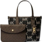 Michael Kors Women Eliza Open Top Tote Leather Bag -Brown/Black