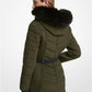 Faux Fur Trim Quilted Puffer Coat