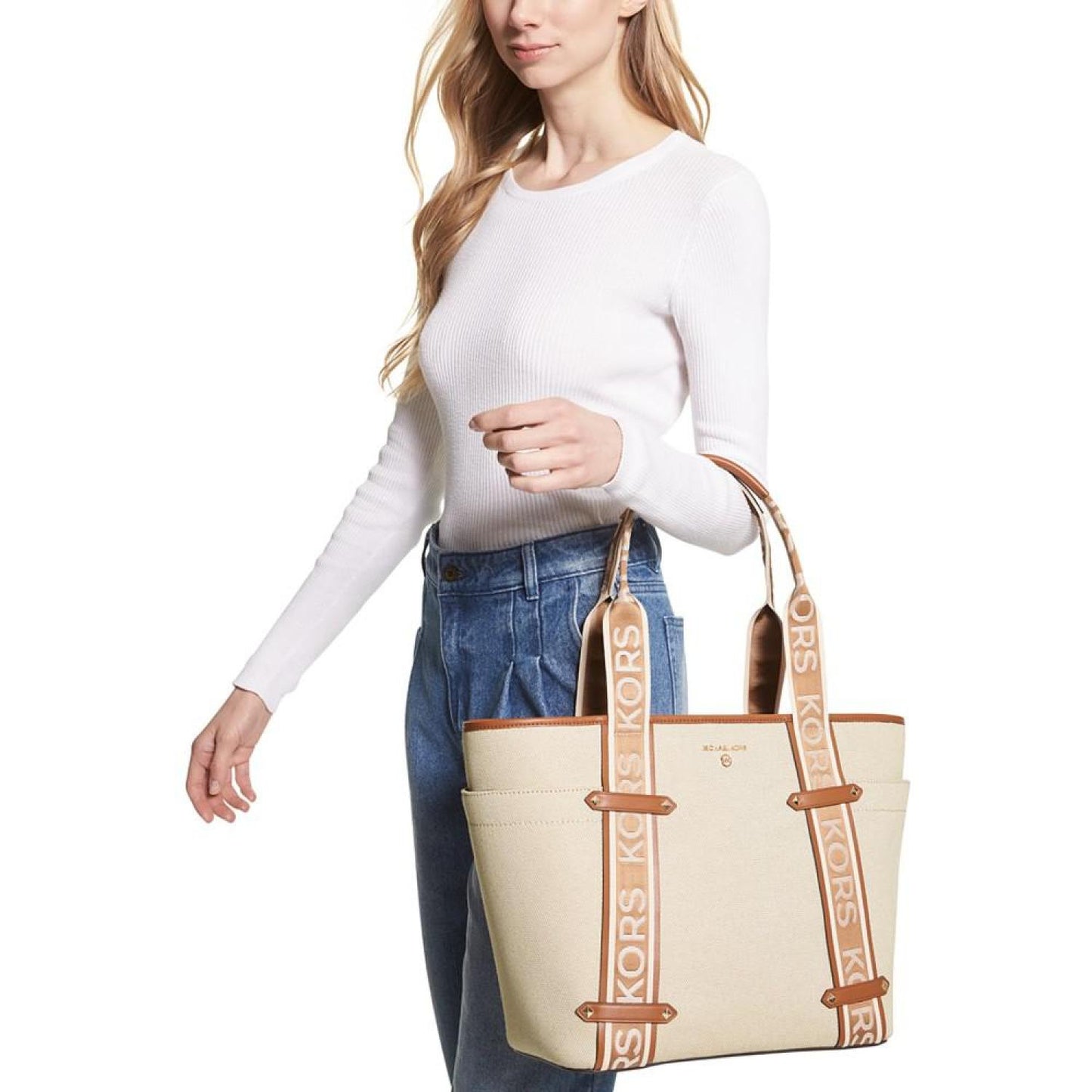 Maeve Logo Webbing Large Open Tote